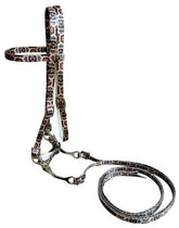 Showman Horse Size nylon python print headstall with production bit