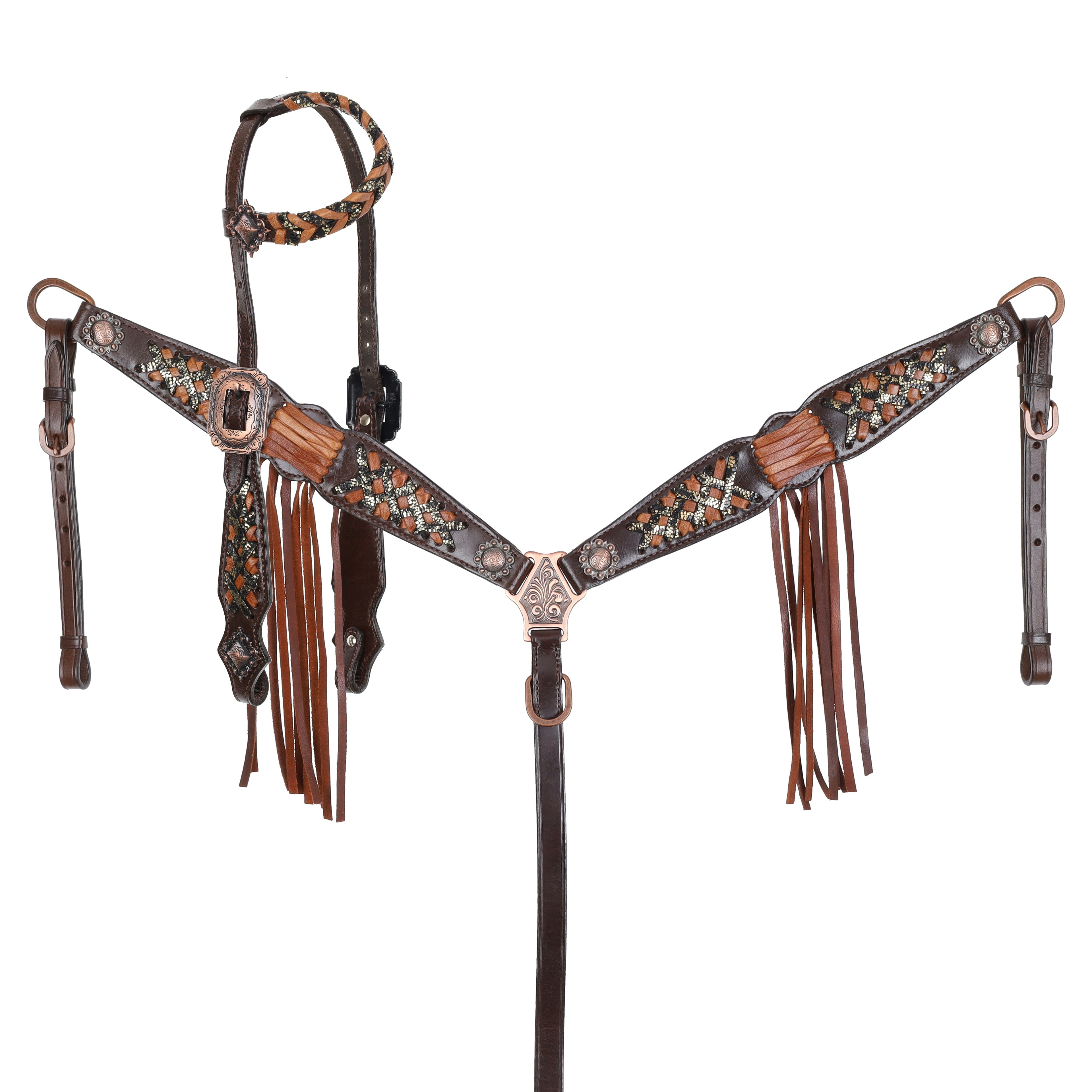 Showman Limited Edition Western Stitch One Ear Headstall and Breastcollar Set