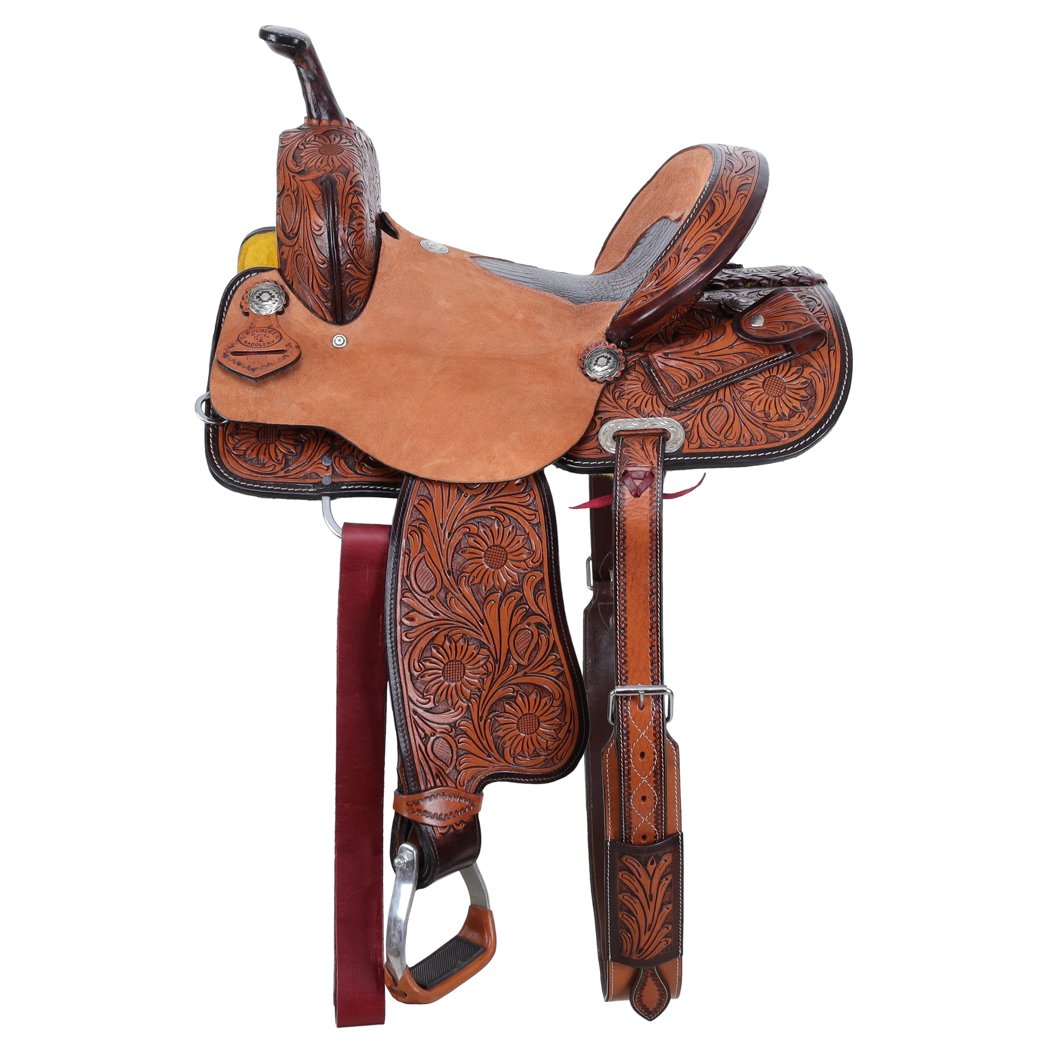 Double T Exotic Midnight Gator Barrel Style Saddle - 14, 15 Inch