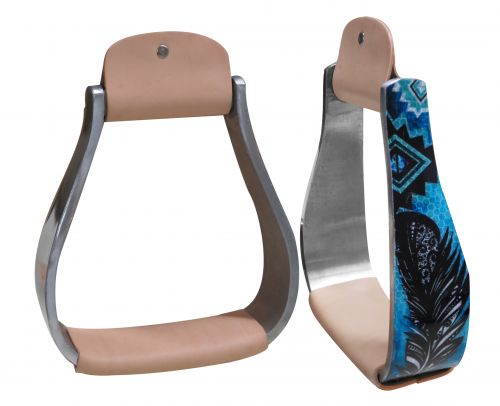 Showman Shimmering feather print stirrup