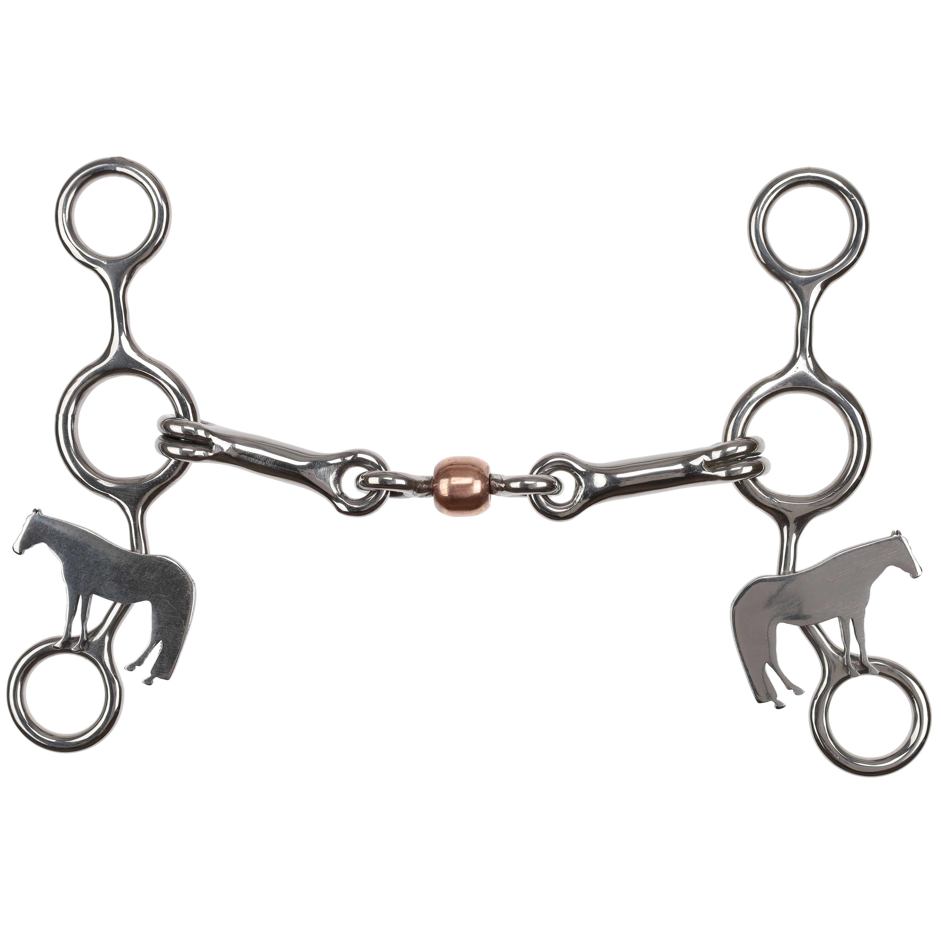 Showman Majestic Horse Stainless Steel JR Cowhorse Bit with Dog Bone and Copper Roller