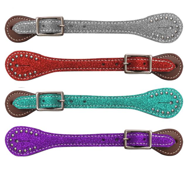 Showman Ladies glitter leather spur straps