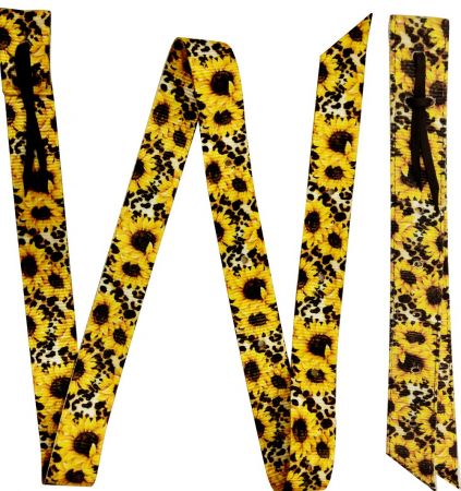 Showman Premium Quality Sunflower/Cheetah Print Nylon tie strap and Off Billet set
