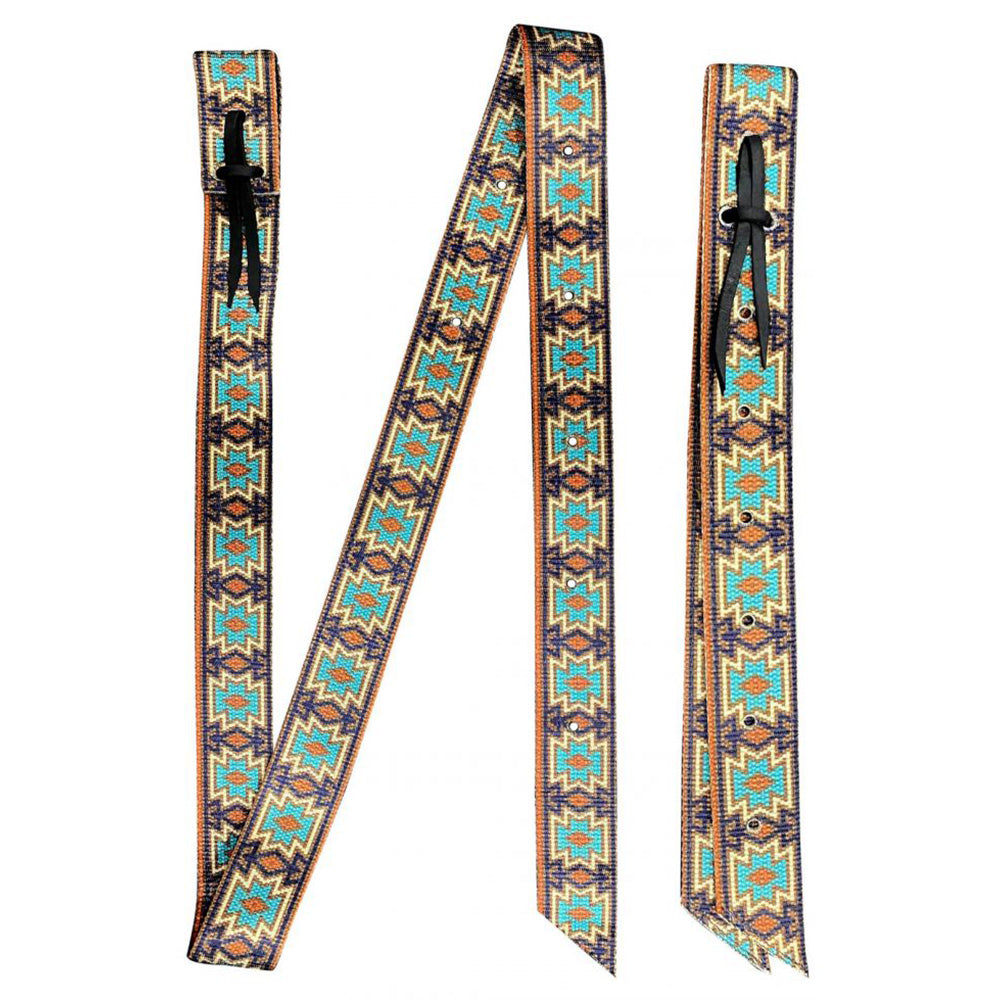 Showman Premium Quality Brown Southwest Print Nylon Tie Strap and Off Billet Set