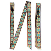 Showman Premium Quality Brown Southwest Print Nylon Tie Strap and Off Billet Set