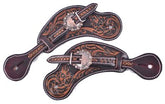 Showman Ladies size floral tooled leather spur straps