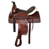 Buffalo Roper Style Saddle with Rawhide Pommel and Cantle - 16 Inch