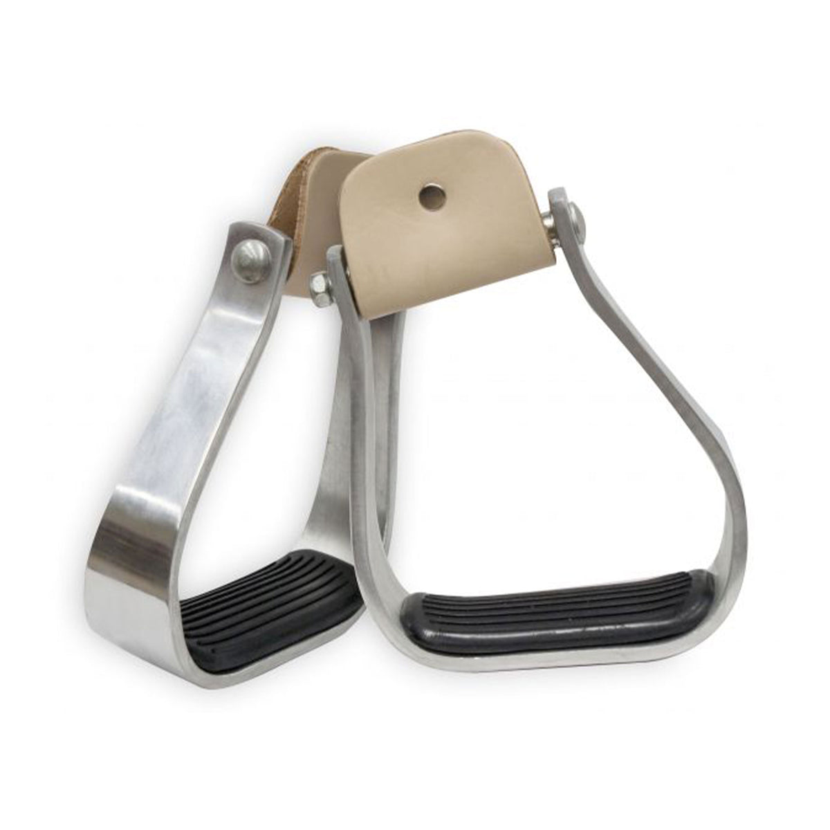 Showman Angled Offset Aluminum Stirrups with Rubber Tread