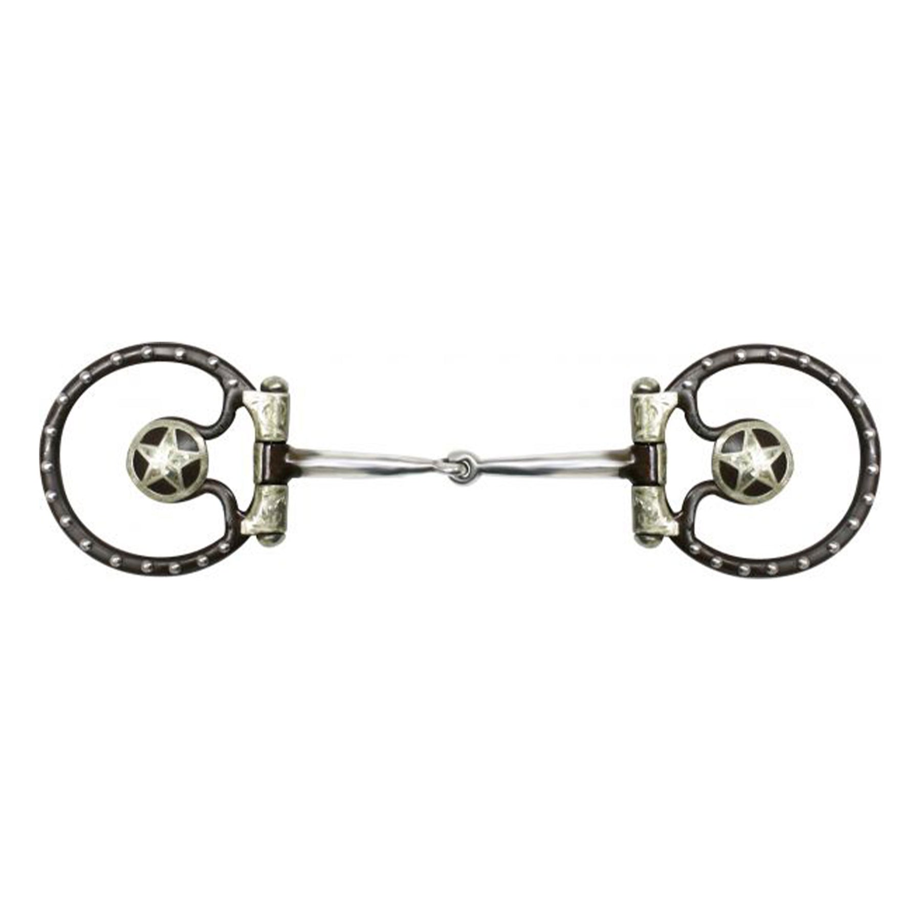 Showman brown steel bit with silver accents and Texas star on the 3