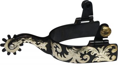 Showman black steel spur with 1" band and 3" shank