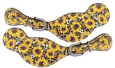 Showman Ladies Sunflower and Cheetah printed leather spur straps