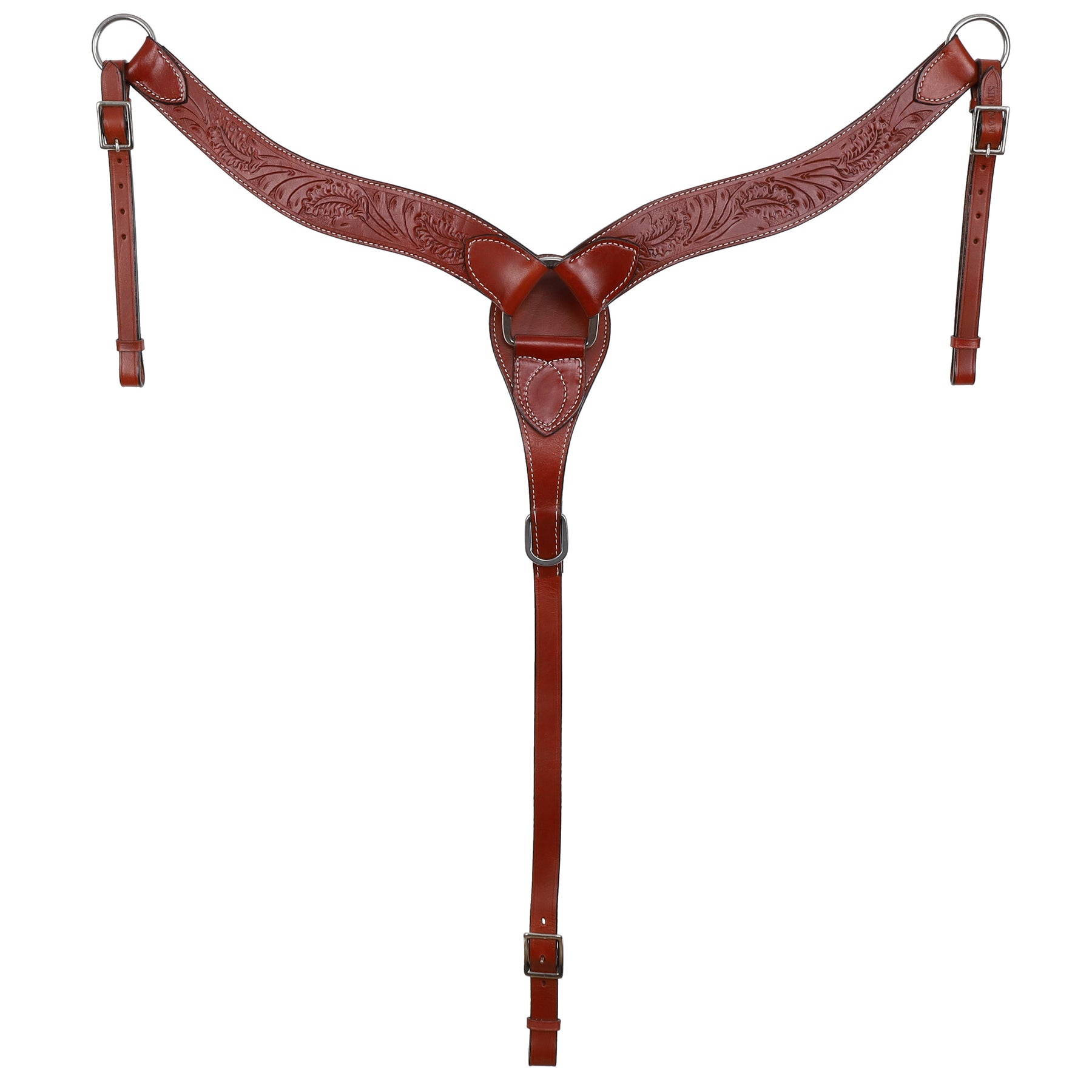 Showman Contoured Medium Breastcollar with Floral Tooling