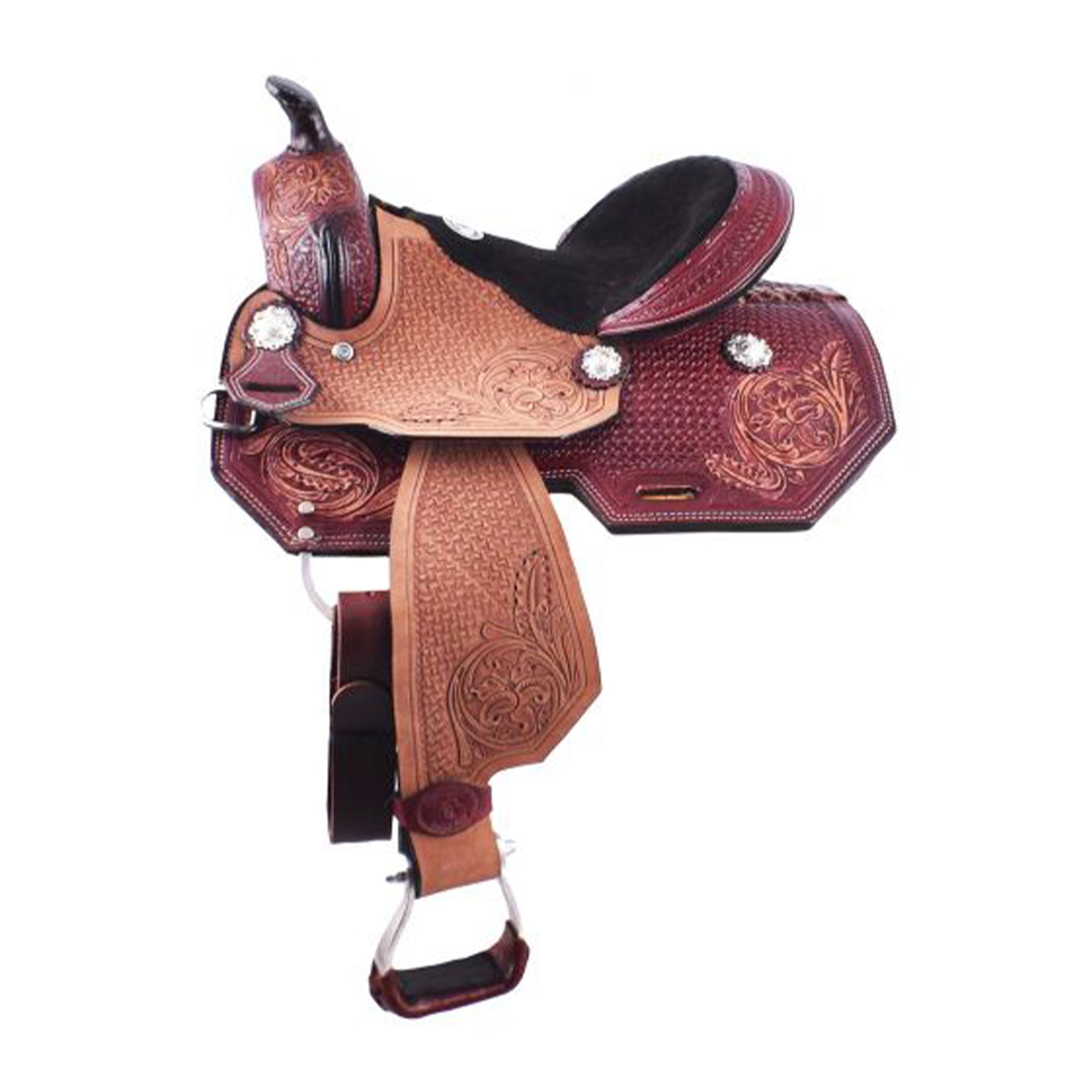 Double T Chestnut Rose Youth Saddle - 12 Inch