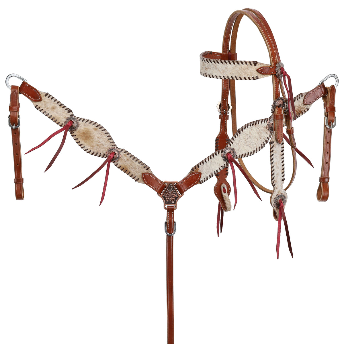 Showman Frontier Hide Browband Headstall and Breastcollar Set