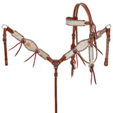 Showman Frontier Hide Browband Headstall and Breastcollar Set