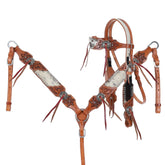 Showman Leather Lily Browband Headstall and Breastcollar Set