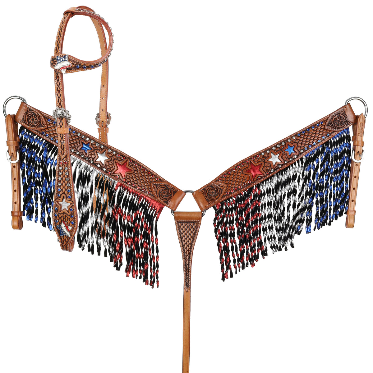 Showman Freedom Star One Ear Headstall and Breastcollar Set