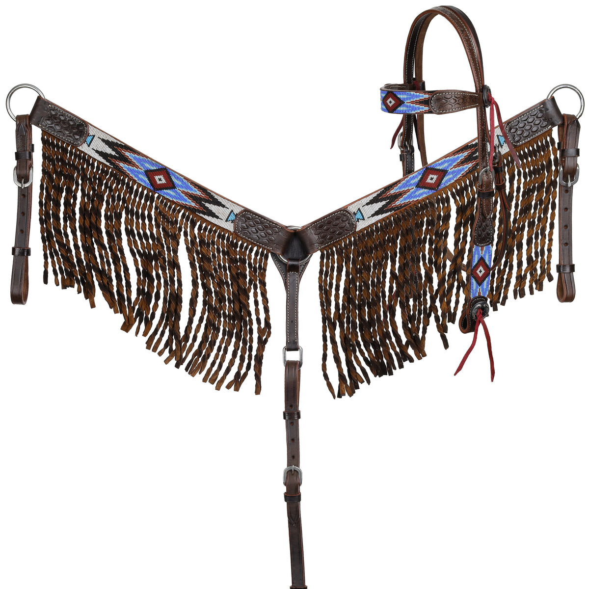 Showman Lakota Sky Beaded Browband Headstall and Breastcollar Set