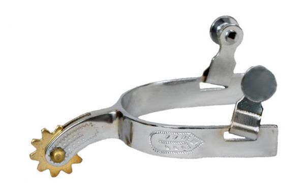 Showman chrome plated toddler/small youth size spurs with engraved leaf design
