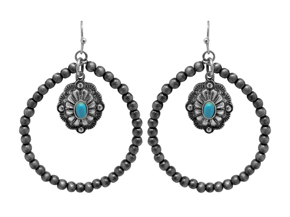Western Silver Tone Najova Beaded Hoop Earrings