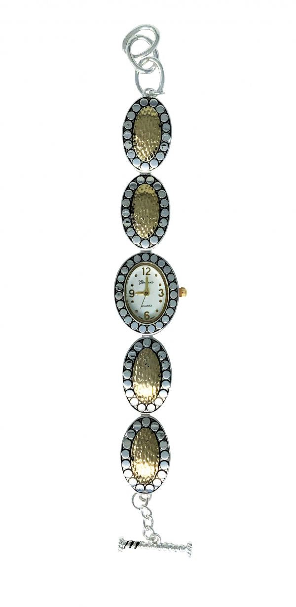 Ladies Silver & Gold Concho Style Watch