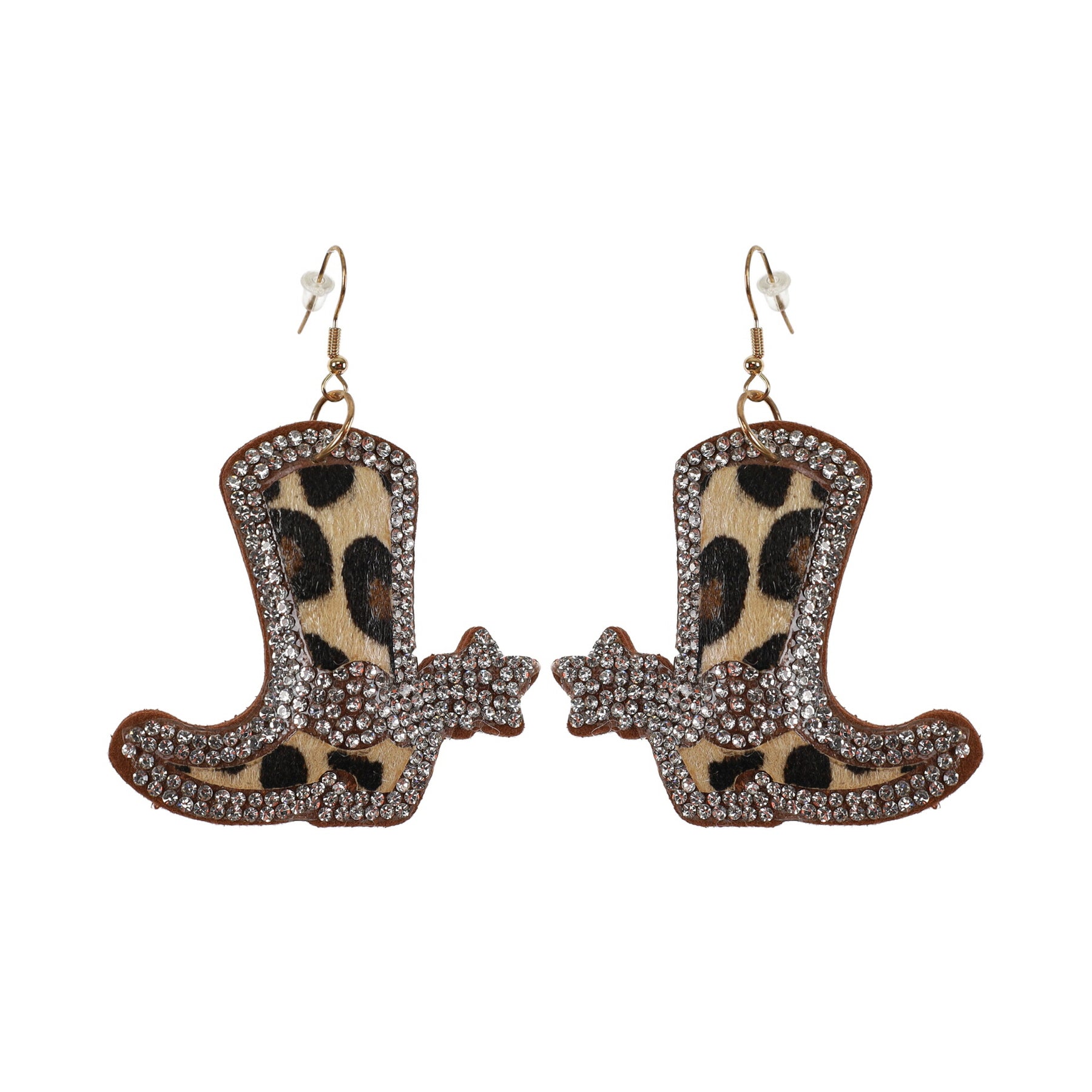 Bling Rhinestone Earring - Cheetah Boots