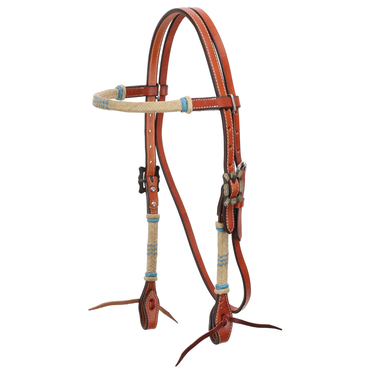Showman Frosted Teal Rawhide Browband Headstall