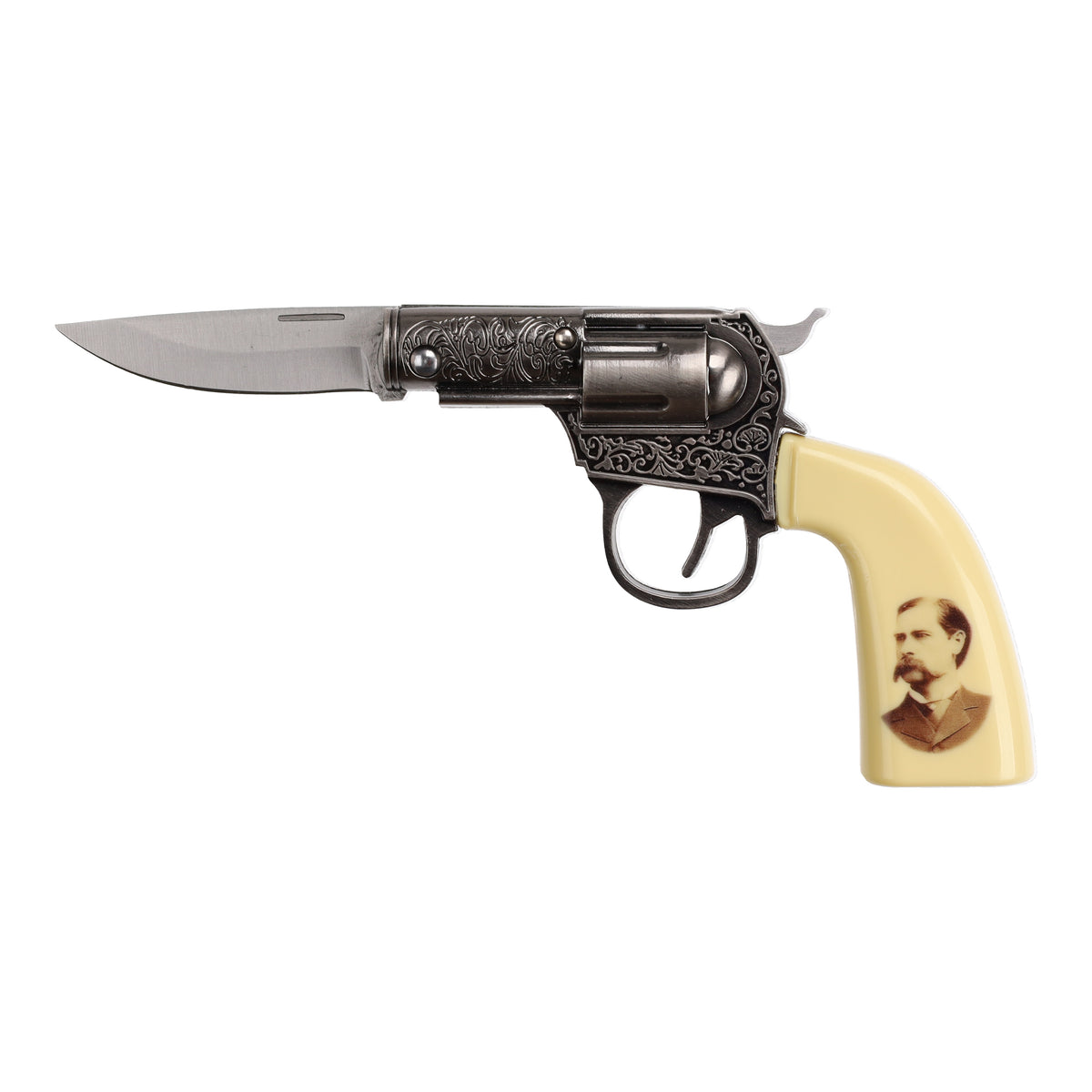 Wyatt Earp Stainless Steel Revolver Knife with Plaque