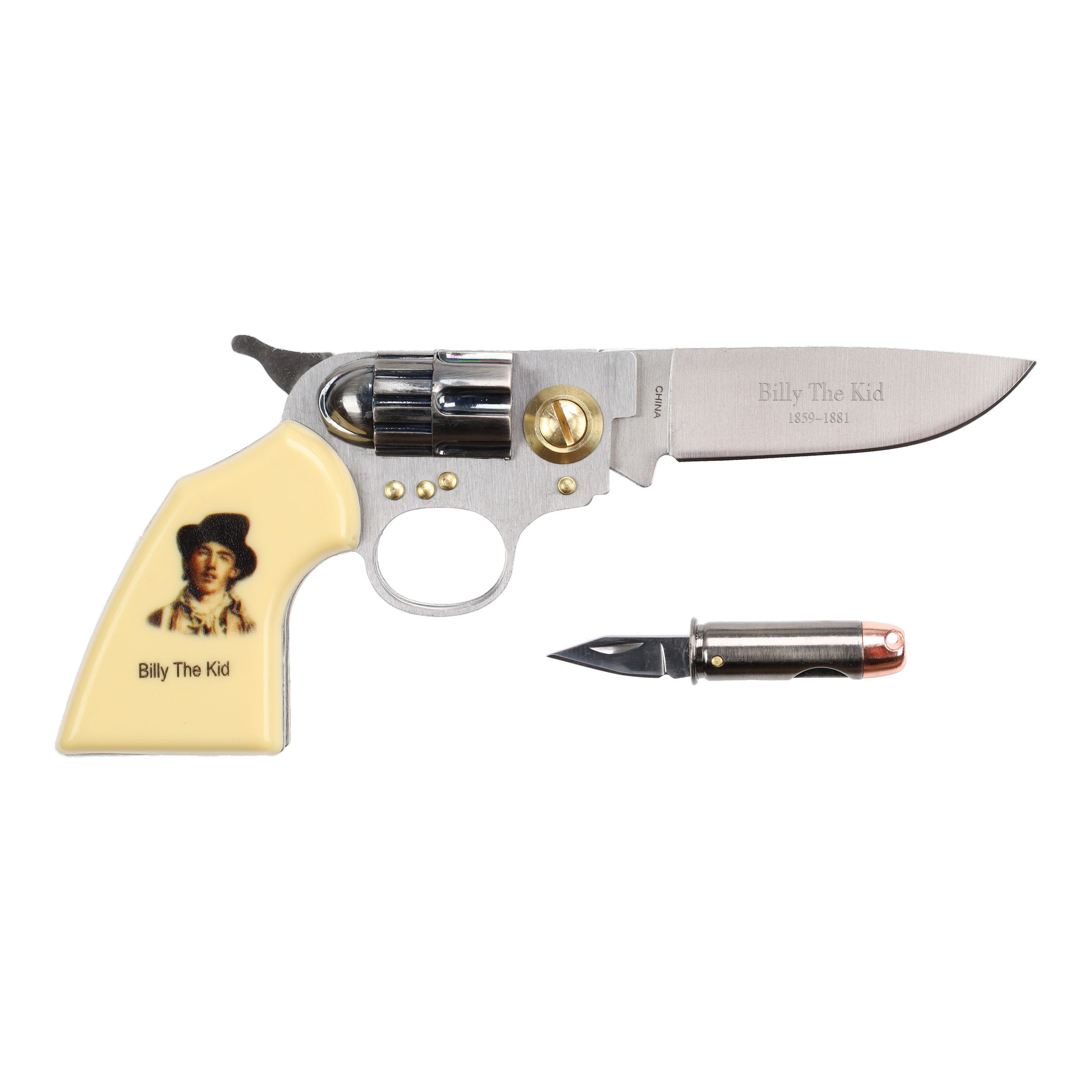 Billy the Kid Mini Revolver and Bullet Knife Set – Horse Saddle Corral