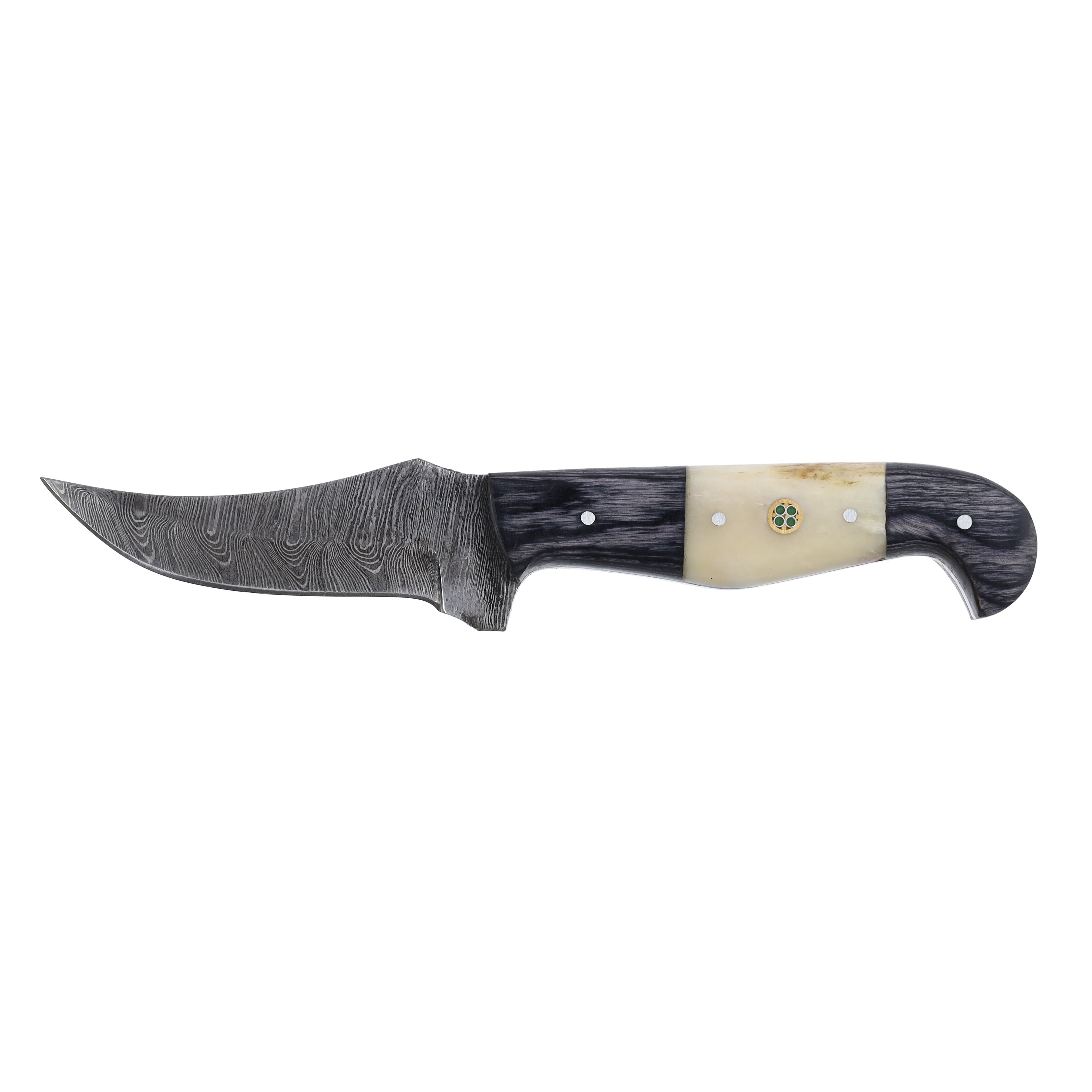 Lariat Range Point - Hand-Forged Damascus Skinning Knife with Camel Bone & Wood Handle