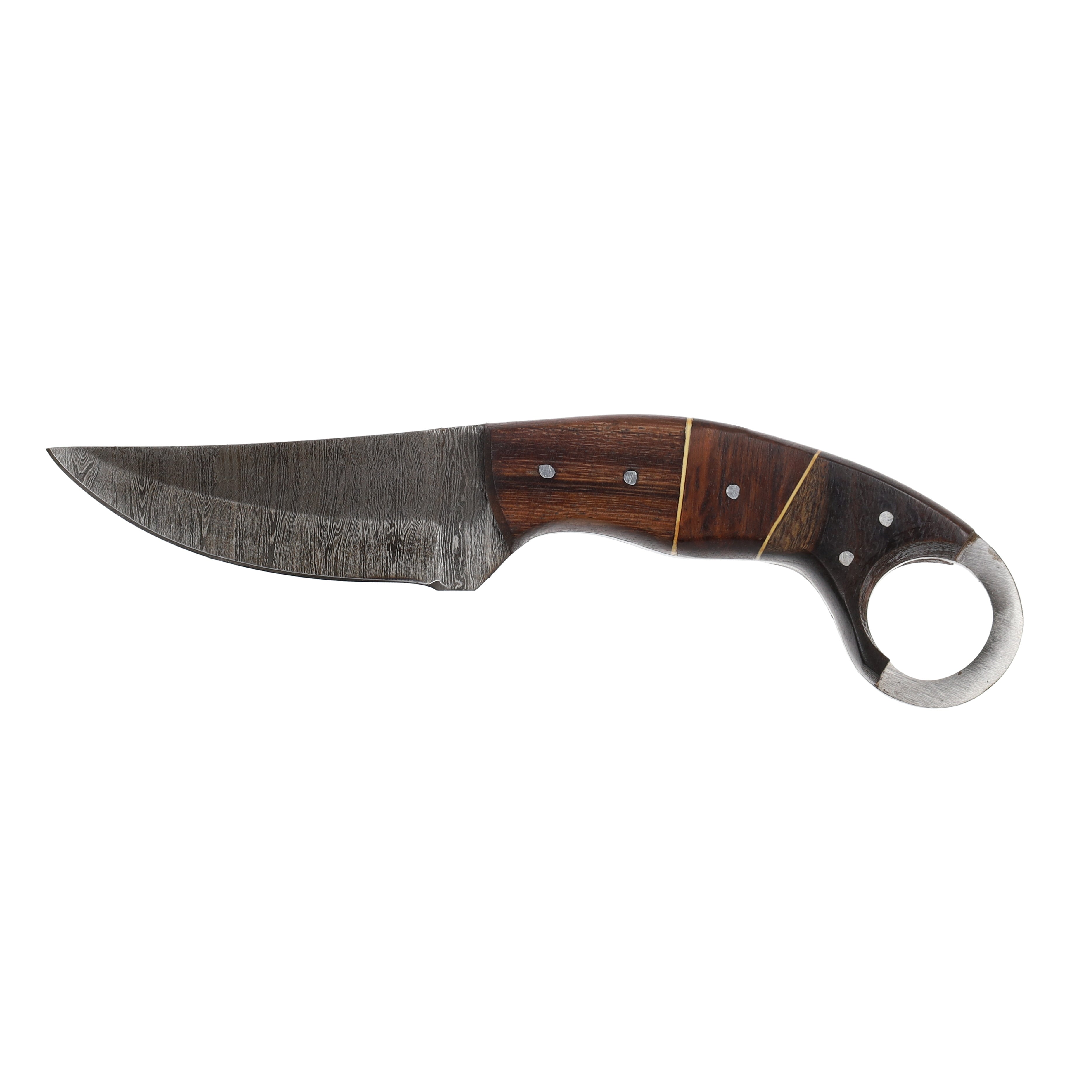 Lariat Driftwood - Hand-Forged Damascus Skinning Knife with Natural Wood Handle