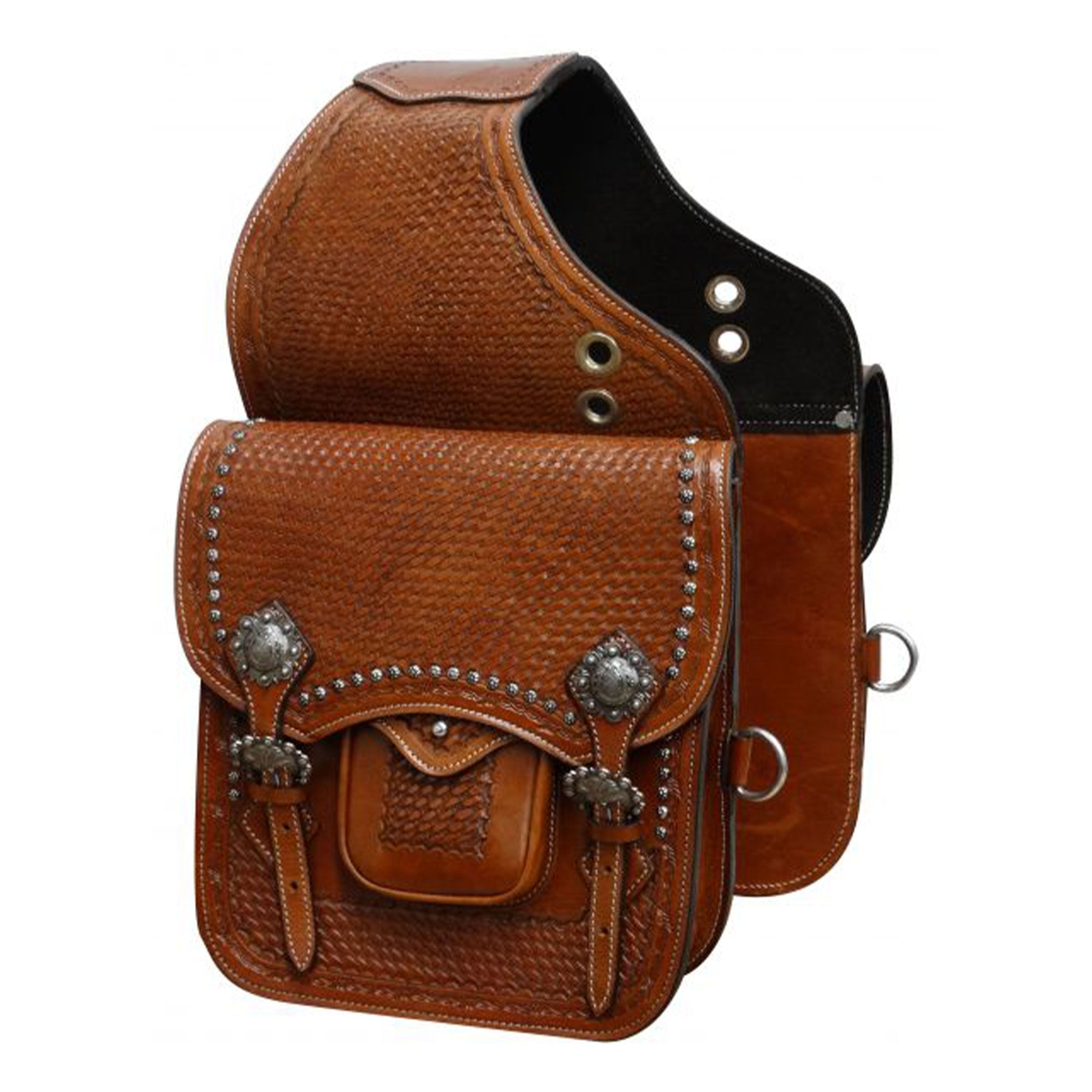 Showman Outrider Basket Tooled Saddle Bag