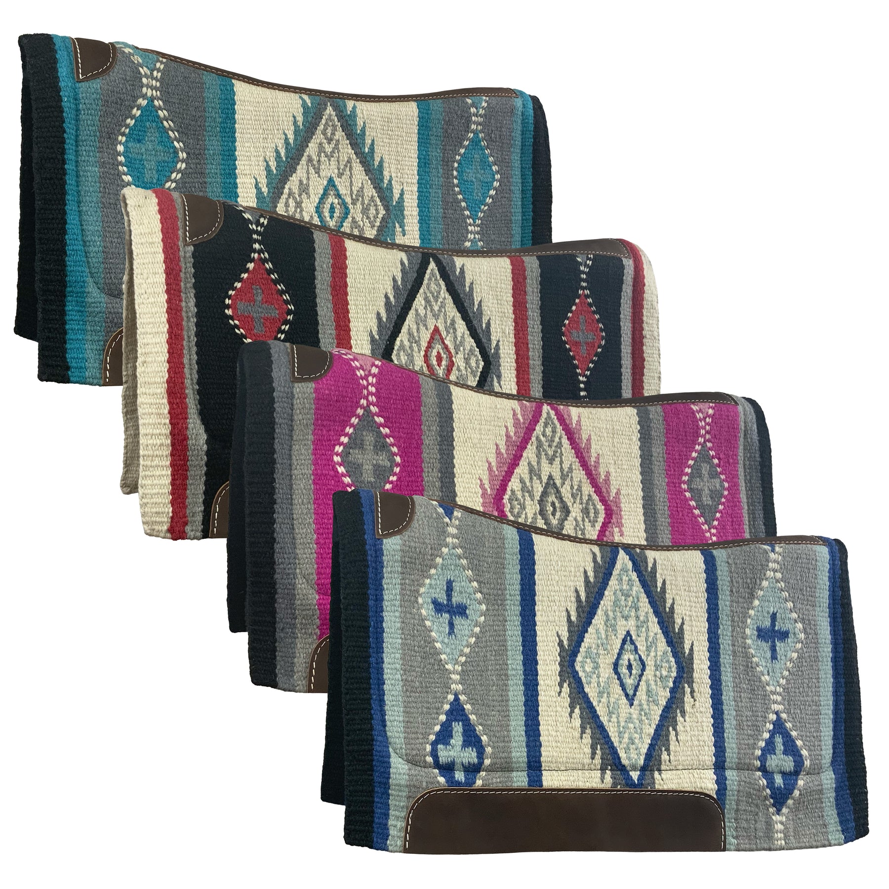 Showman 34" x 36" Wool Top Contoured Memory Felt Bottom Saddle Pad – Navajo Diamond