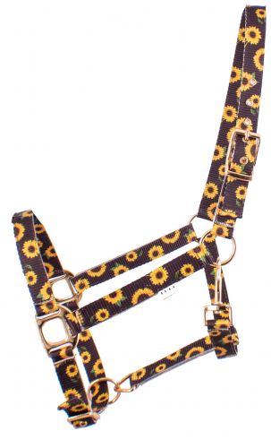 Showman Premium Nylon Horse Sized Halter with sunflower design