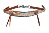 Showman Hair on cowhide Leather wither strap with black rawhide lacing