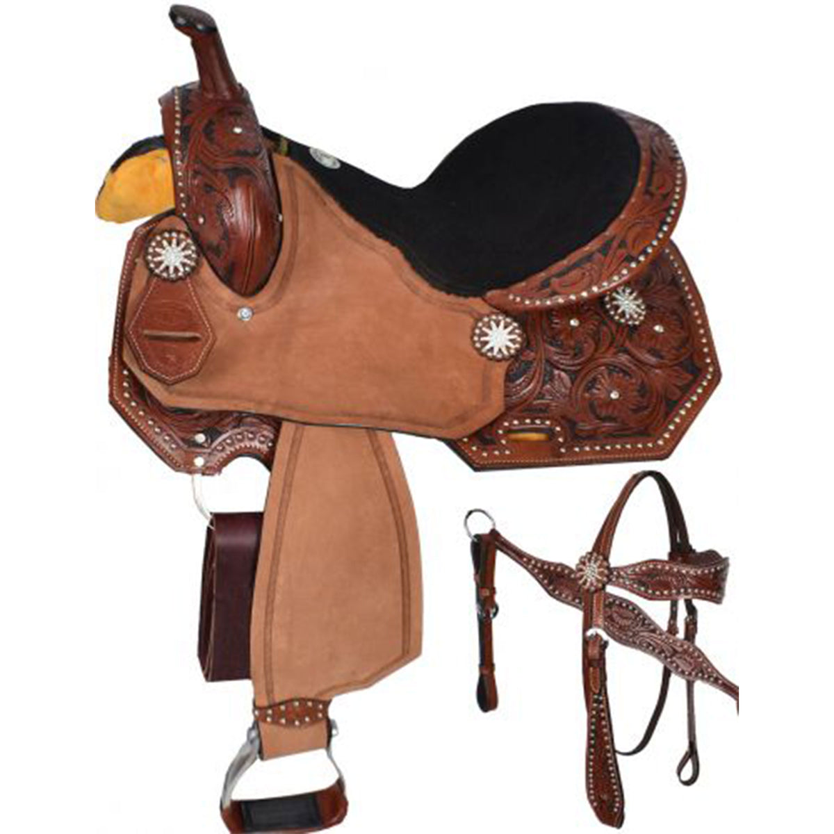 Double T Hotshot Barrel Style Saddle Set - 15, 16 Inch
