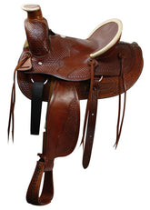 16" Buffalo saddle with basket weave tooling