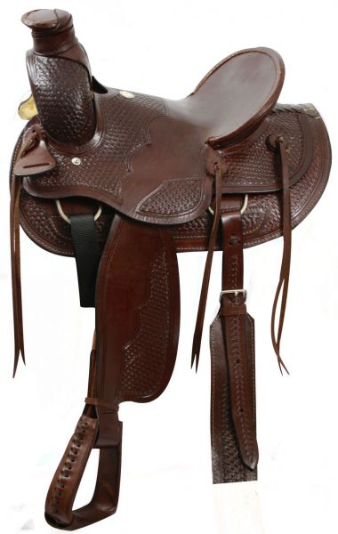 16" Buffalo wade style hardseat saddle with natural rawhide