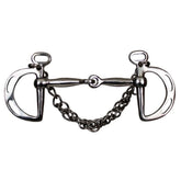 Showman stainless steel snaffle mouth slotted kimberwick with 5" mouth