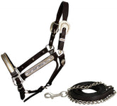 Showman leather horse size silver show halter