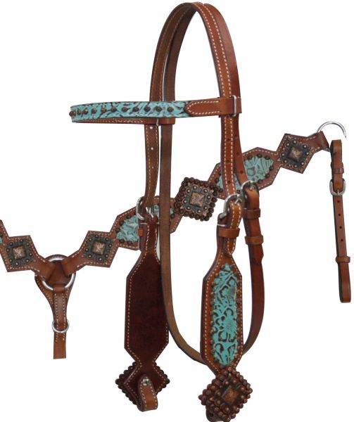 Showman Filigree Print Headstall and Breast Collar Set