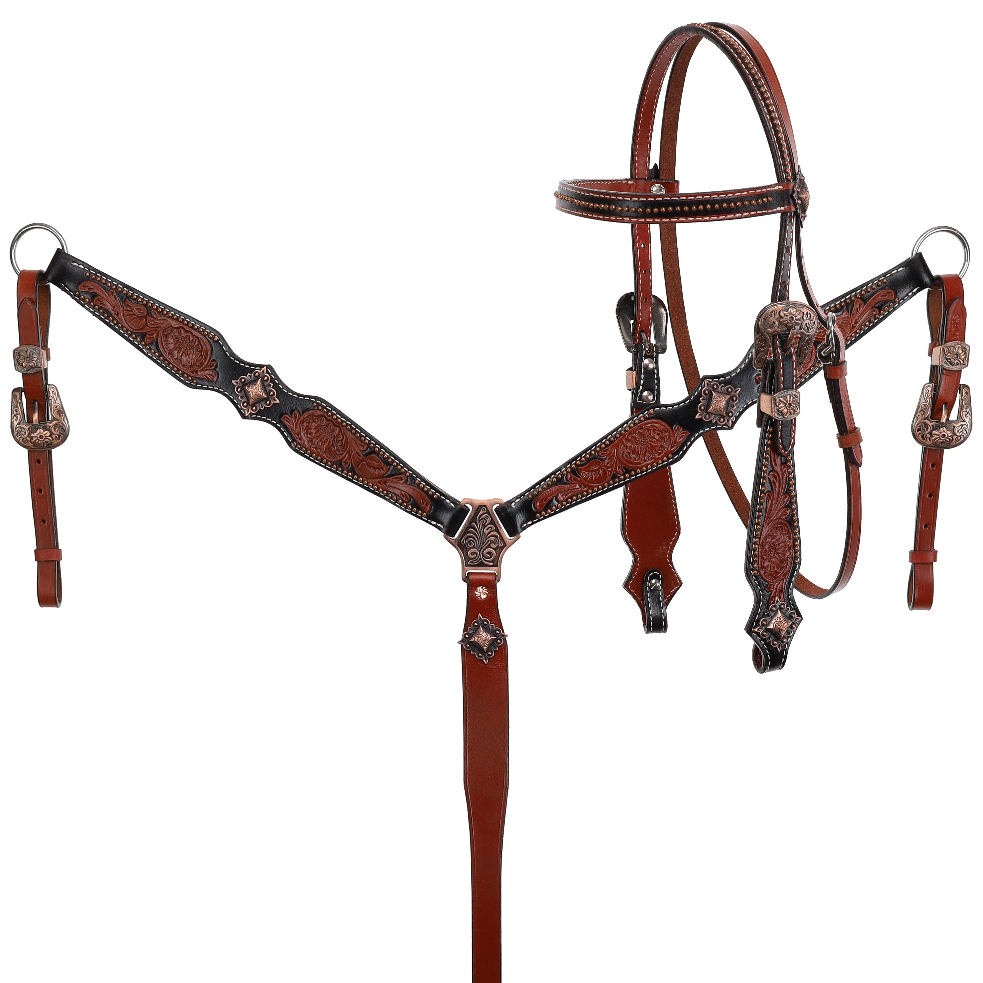 Showman Shadowed Blooms Browband Headstall and Breastcollar Set