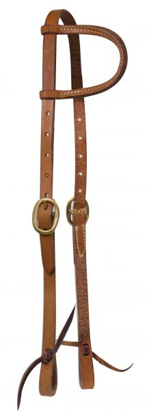 Showman Argentina cow leather one ear headstall with solid brass buckles
