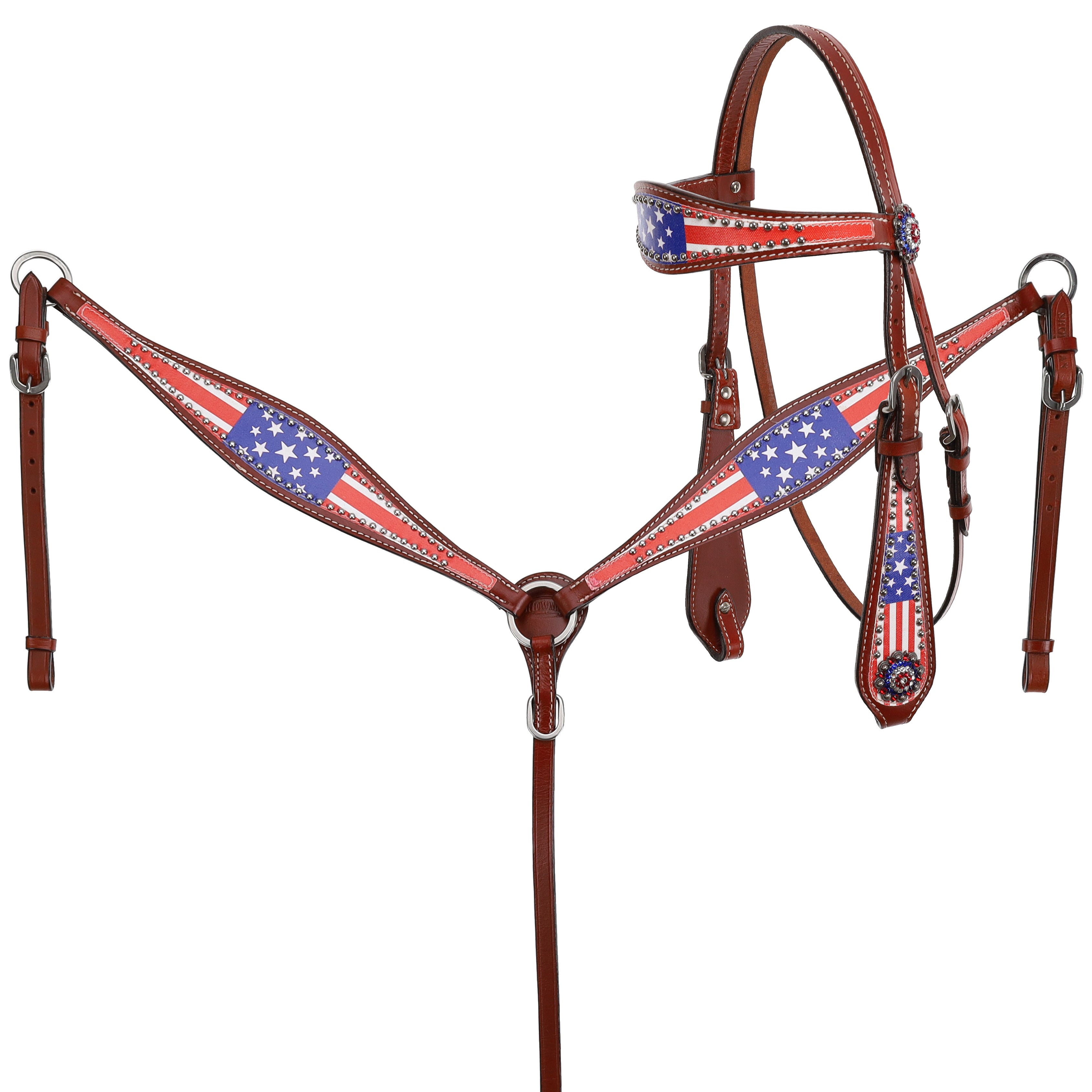 Showman American Patriot Browband Headstall and Breastcollar Set