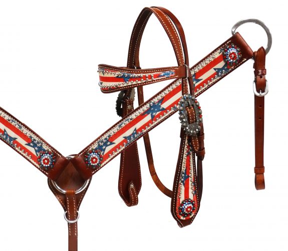 Showman Stars & Stripes headstall and breast collar set