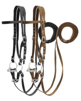 Showman Horse Size nylon headstall with snaffle bit