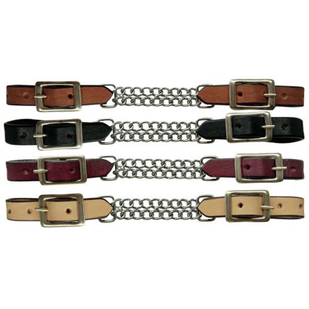 Showman leather curb with double chain