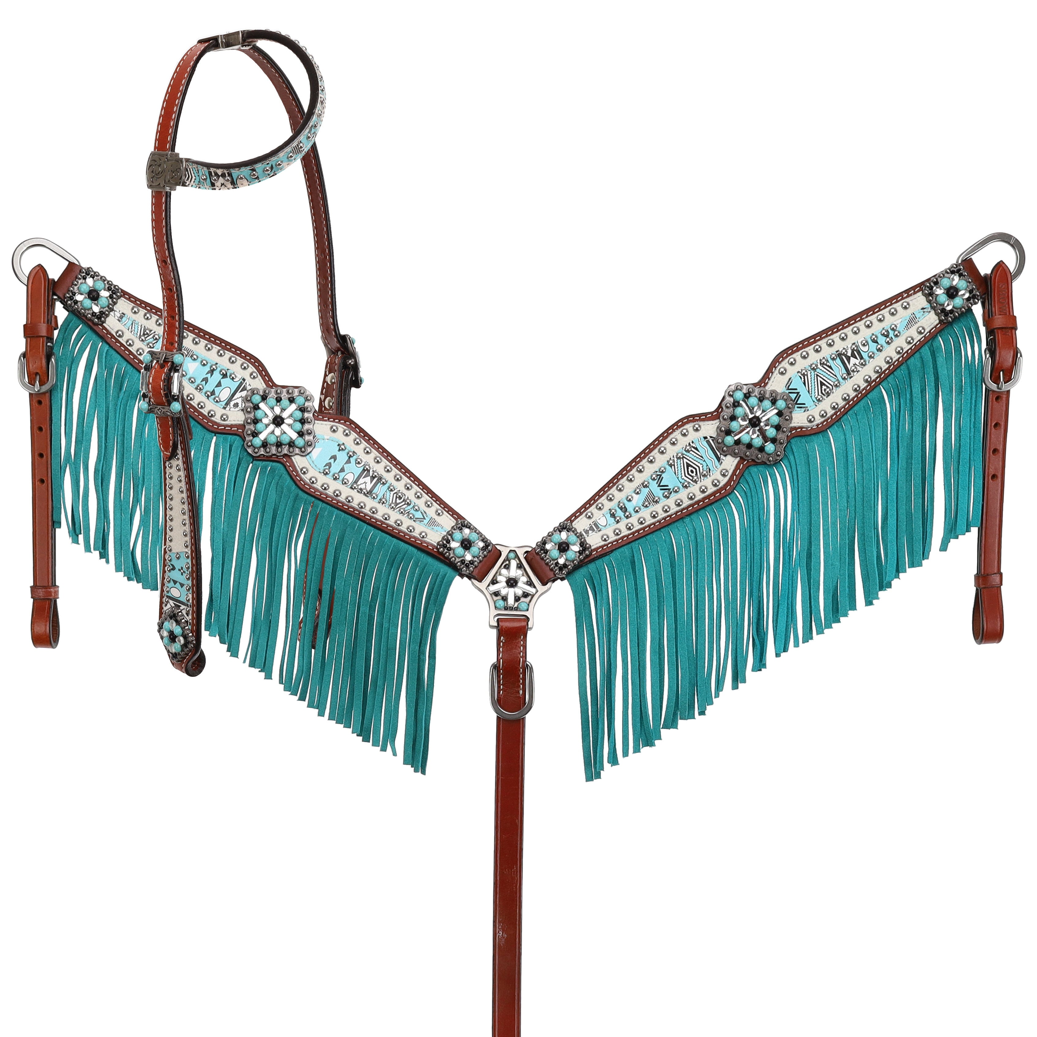 Showman Arctic Aztec One Ear Headstall and Breastcollar Set