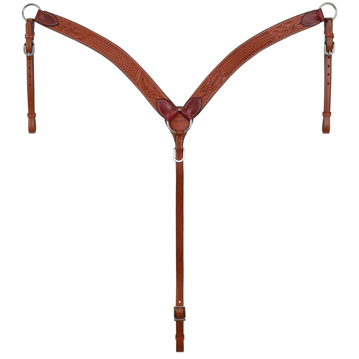 Showman Argentina Cow Leather Breastcollar with Floral and Basket Tooling