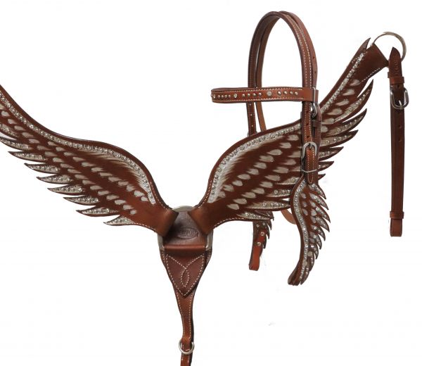 Showman Angel wing headstall and breast collar set